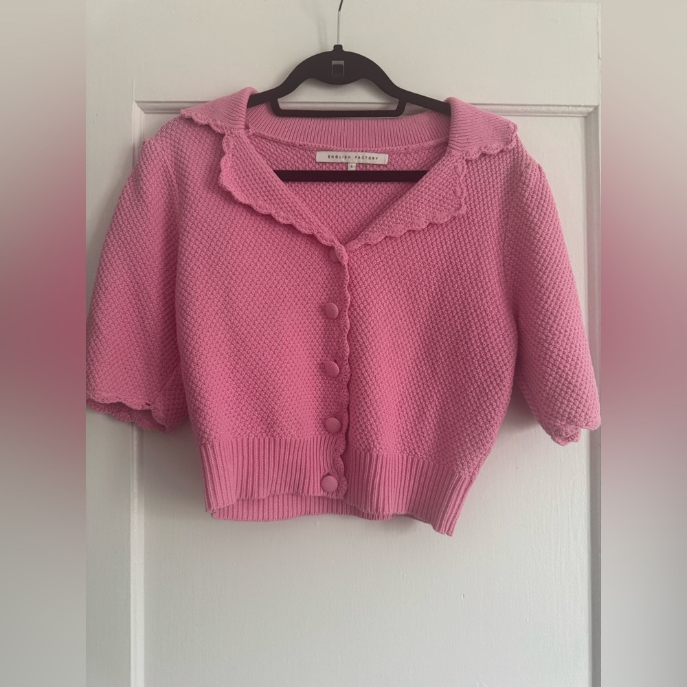 English Factory Scalloped Short Sleeve Sweater - L - Picture 4 of 7
